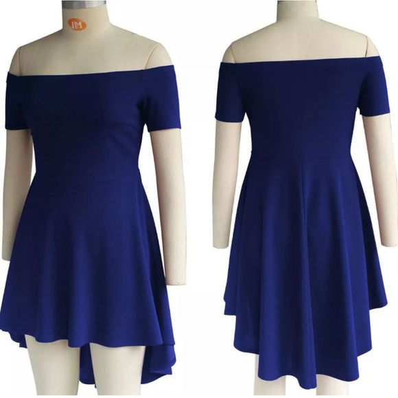 High Low Hem Off Shoulder Short Dress Party Cockta - Picture 3 of 7